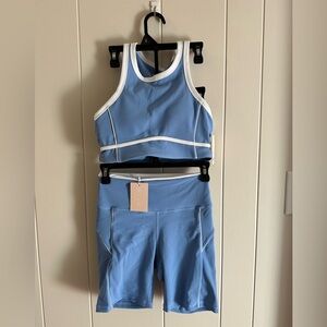 NWT WILO brand blue biker shorts set